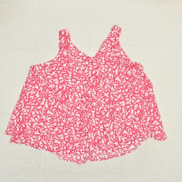 Lane Bryant Women Blouse Top V Neck Geometric Pink Plus Size 22 Polyester - Picture 3 of 8